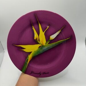 Givenchy Paris Designer Bird of Paradise Floral Purple‎ Porcelain Plate Dish